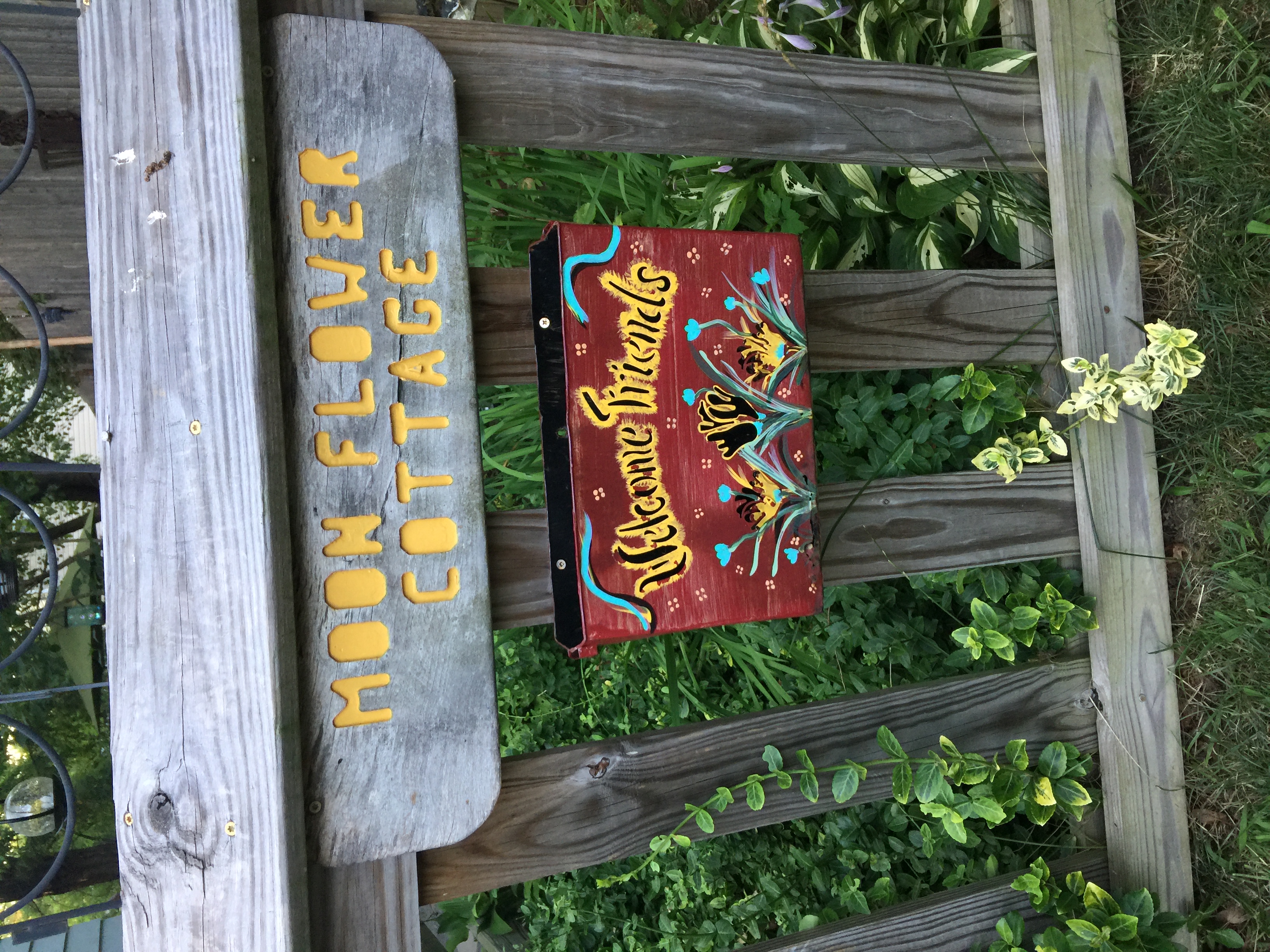 Moon Flower Cottage sign in summer